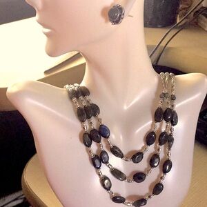 Beautifully designed stylish labradorite with labradorite studs earrings